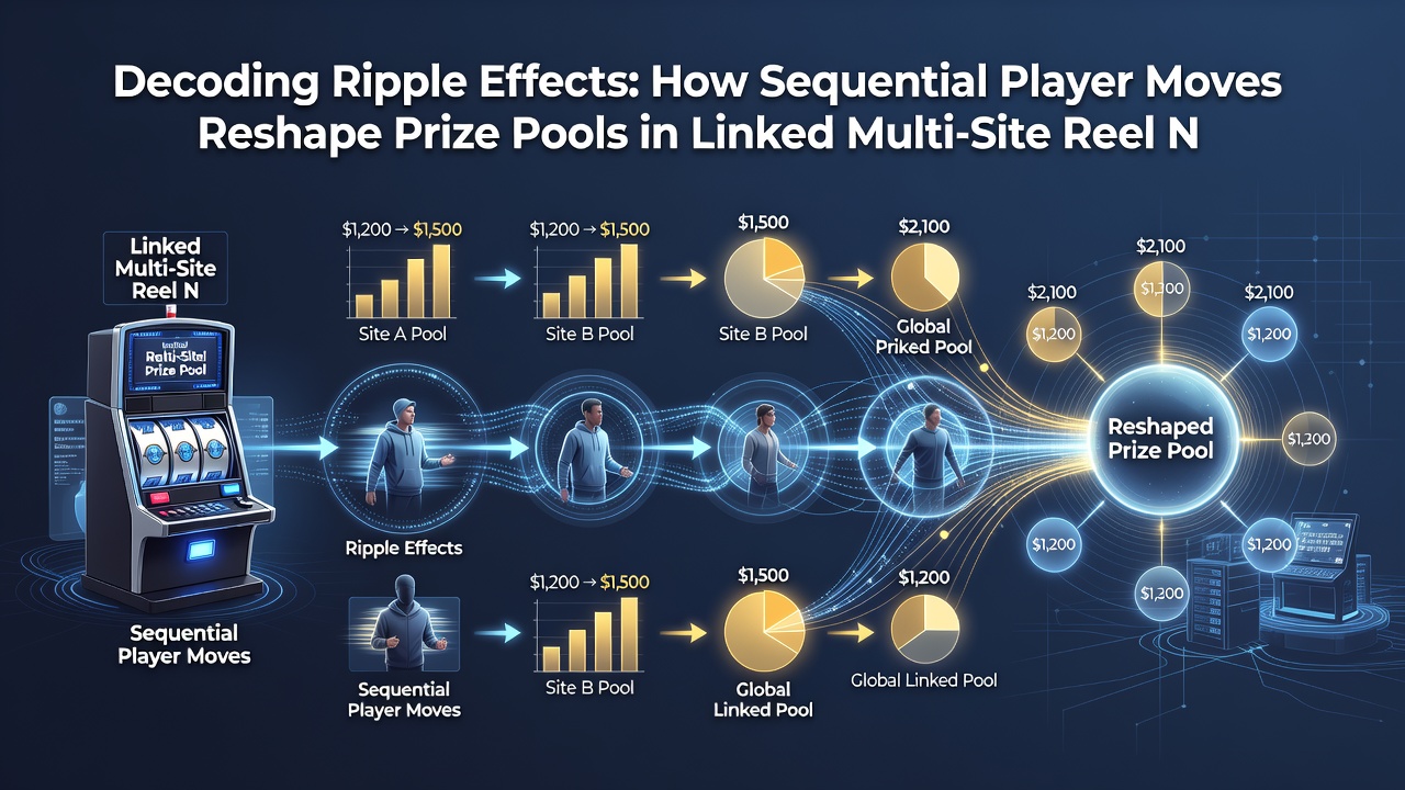 Data visualization of prize pool fluctuations driven by sequential player sequences in distributed reel networks
