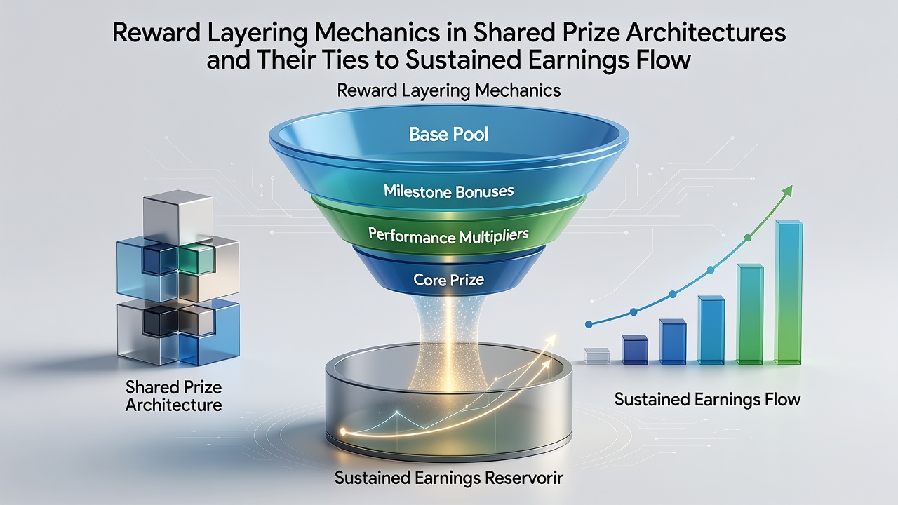 Diagram illustrating layered reward structures in networked slot prize systems