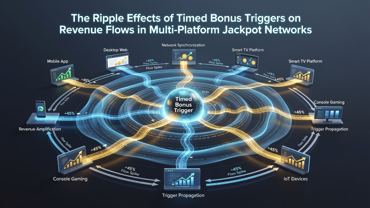 Chart illustrating revenue wave patterns following timed bonus activations across multiple jackpot platforms