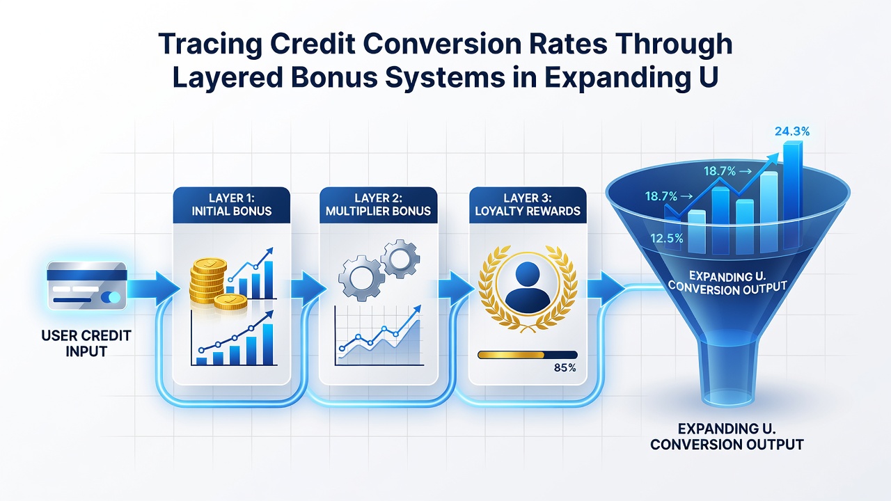 Layered bonus systems diagram showing credit conversion pathways in U.S. casino networks