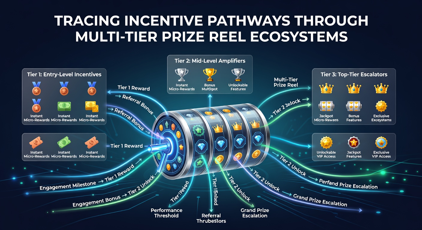 Diagram illustrating layered prize structures and incentive flows in multi-tier reel systems