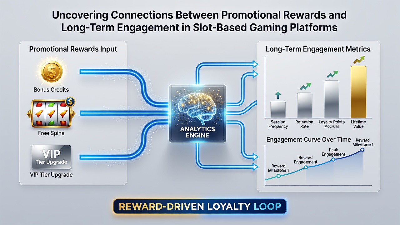 Analytics dashboard showing correlations between promotional rewards and player retention rates over multiple quarters