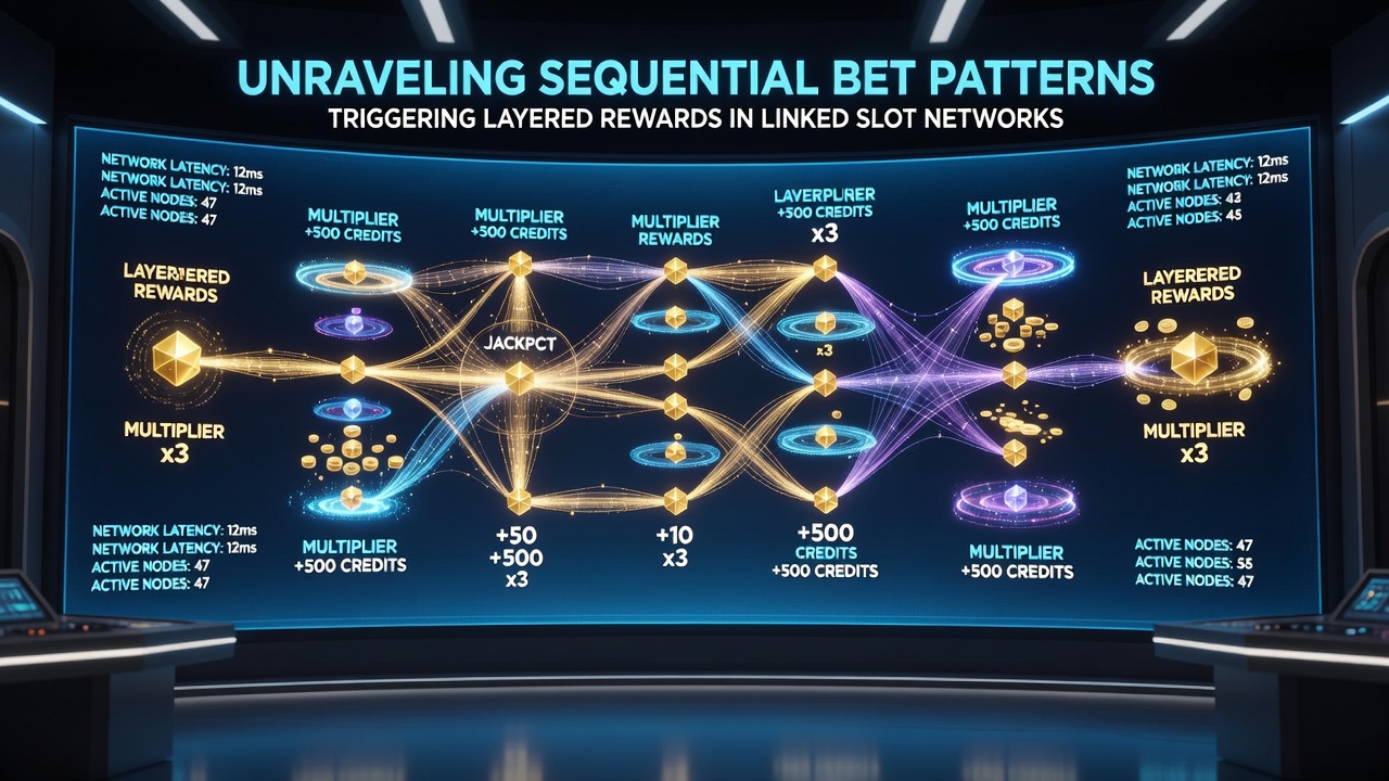 Illustration of layered reward structures in progressive slot networks with bet sequence indicators